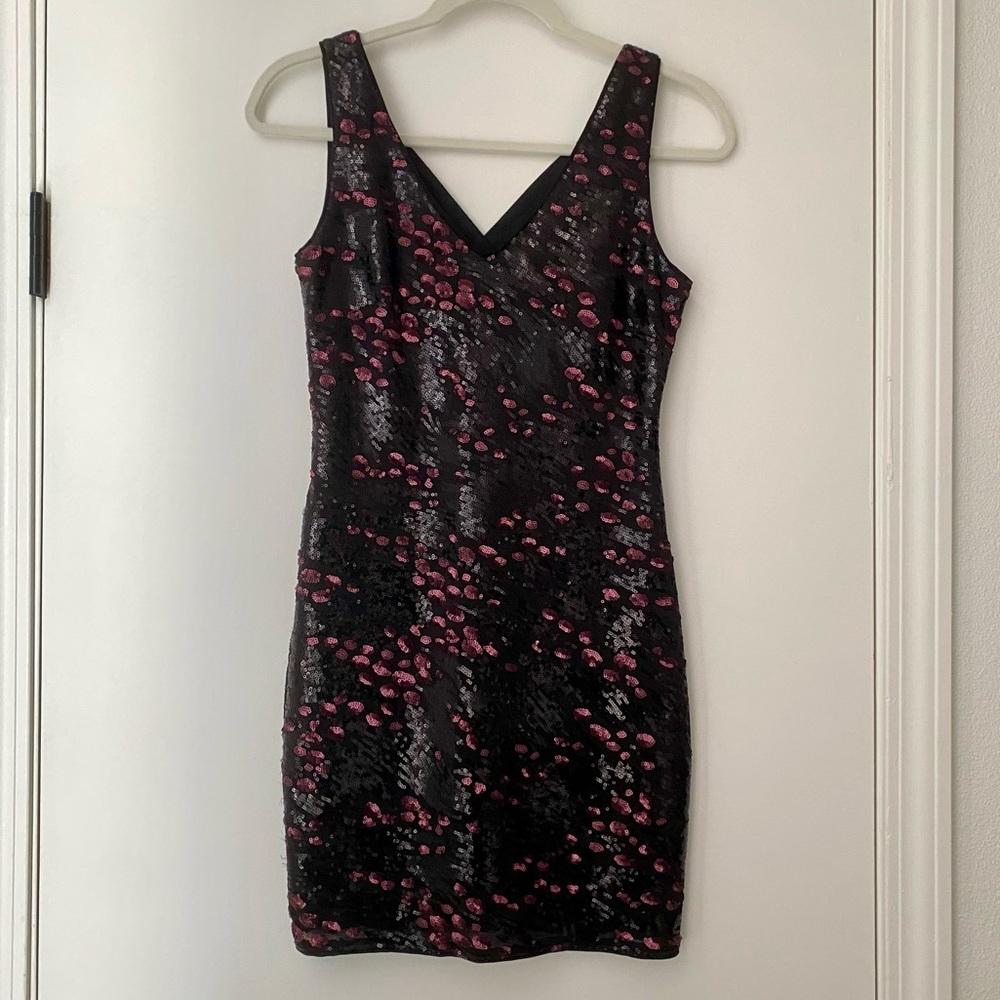 Astr black and purply sequin mini dress. Size Small.
